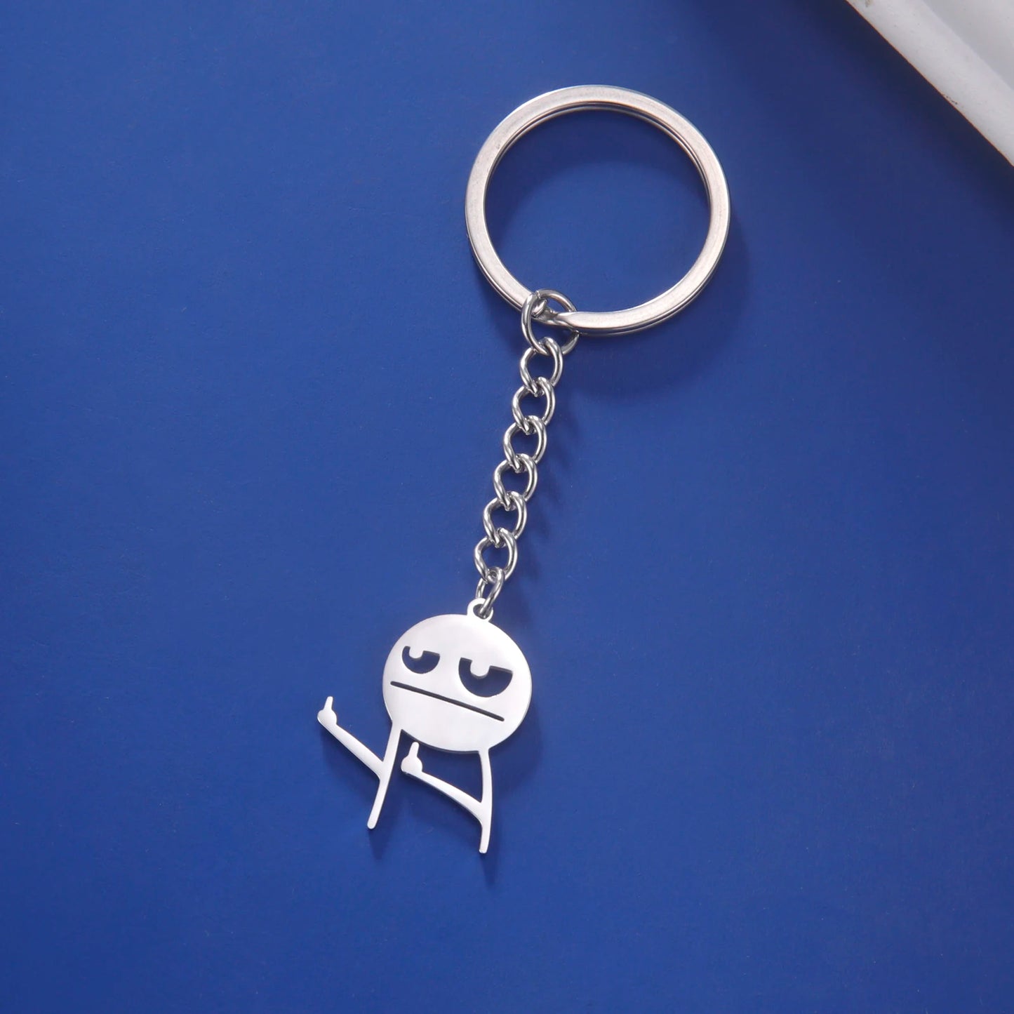 Budzcloud Middle Finger Stickman Keychain And Stainless Steel Pendant