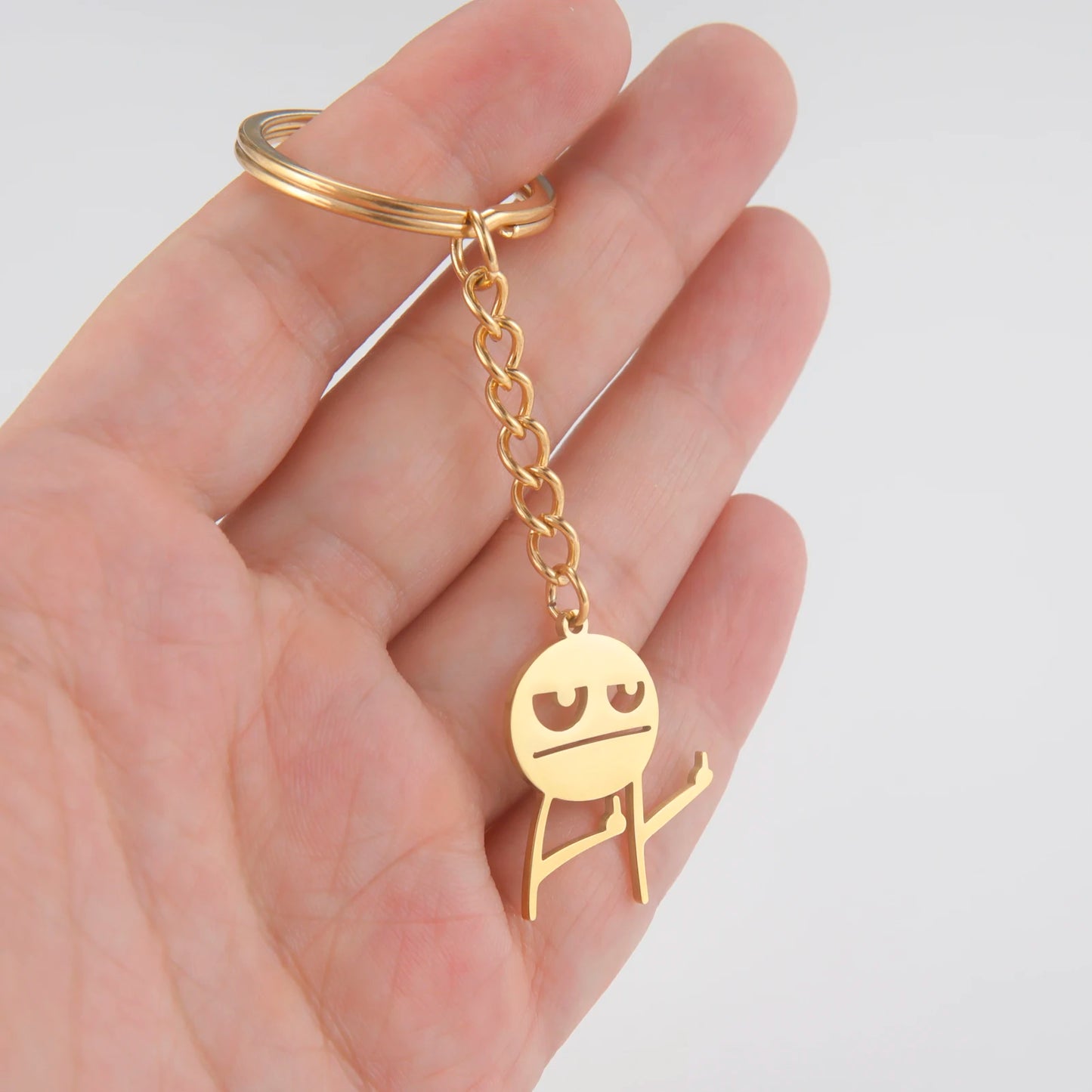 Budzcloud Middle Finger Stickman Keychain And Stainless Steel Pendant
