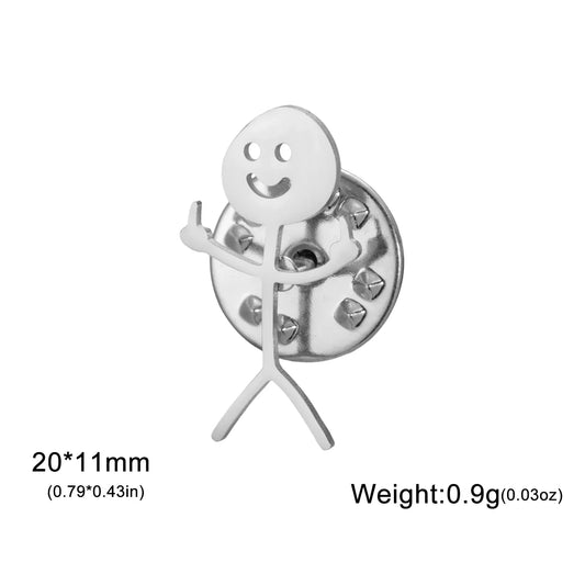 Budzcloud Stainless Steel Middle Finger Stickman Brooch