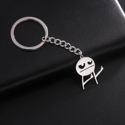 Budzcloud Middle Finger Stickman Keychain And Stainless Steel Pendant
