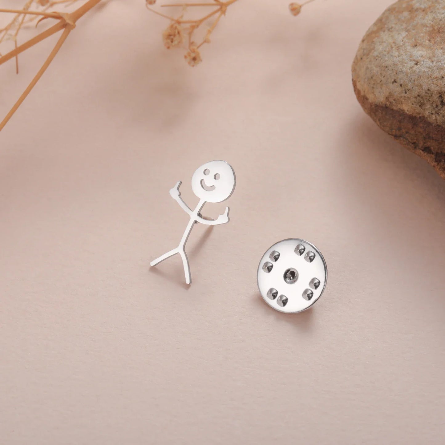 Budzcloud Stainless Steel Middle Finger Stickman Brooch