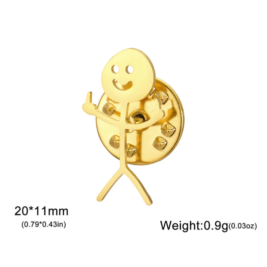 Budzcloud Stainless Steel Middle Finger Stickman Brooch