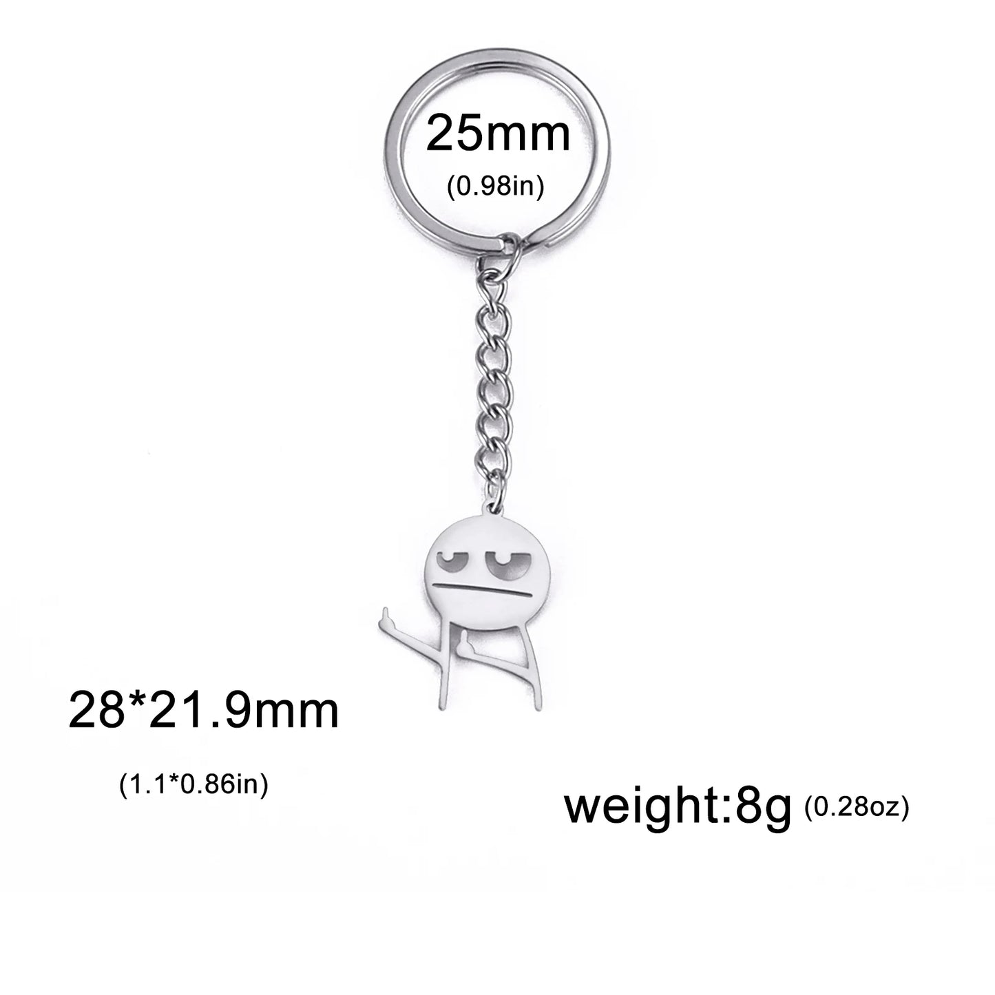 Budzcloud Middle Finger Stickman Keychain And Stainless Steel Pendant