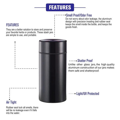BudzCloud Portable Metal Stash Jar for Herbs